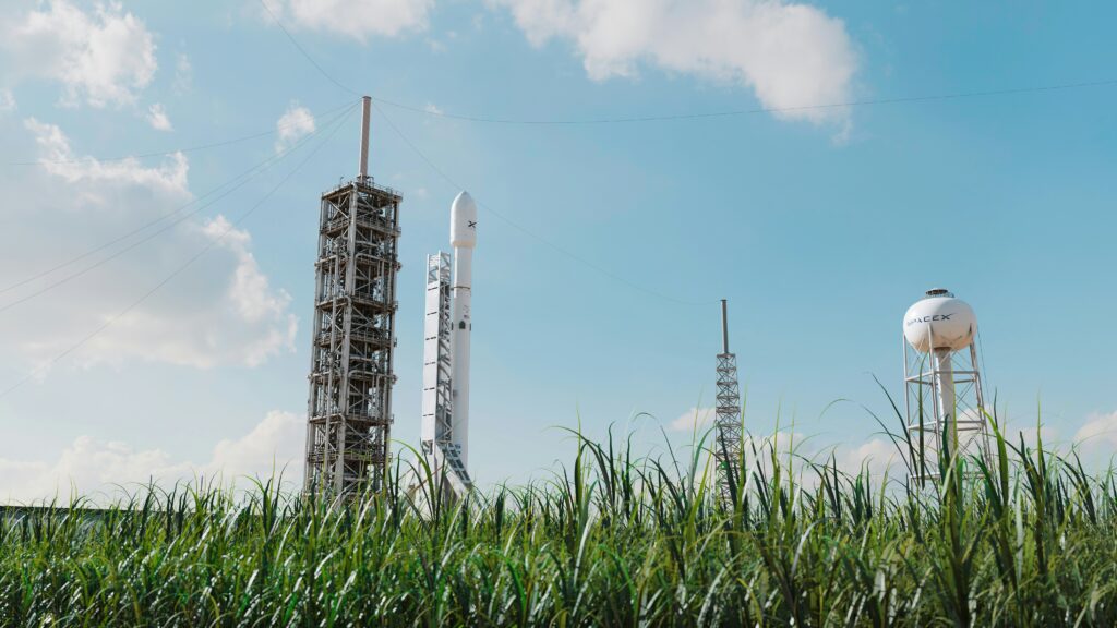 YCharts SpaceX image of a launchpad and SpaceX rocket.