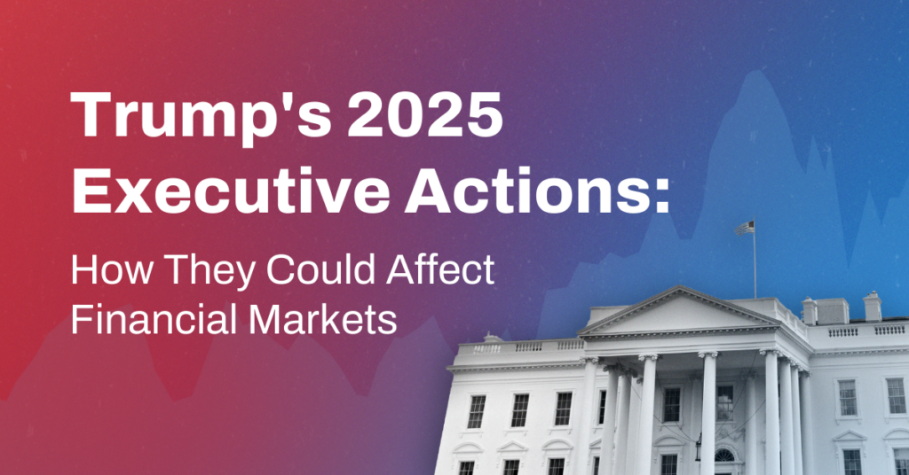 YCharts Trump 2025 Executive action header with image of charts and white house.