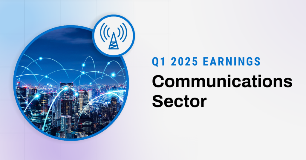 YCharts header blog card for the Q1 2025 Earnings for the Communication Services Sector.