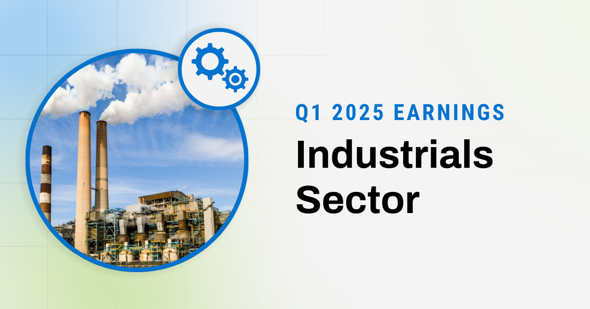 YCharts header blog card for the Q1 2025 Earnings for the Industrials Sector.