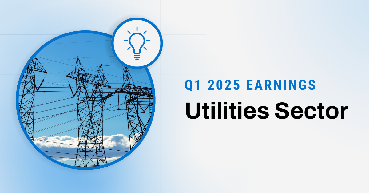 YCharts header blog card for the Q1 2025 Earnings for the Utilities Sector.