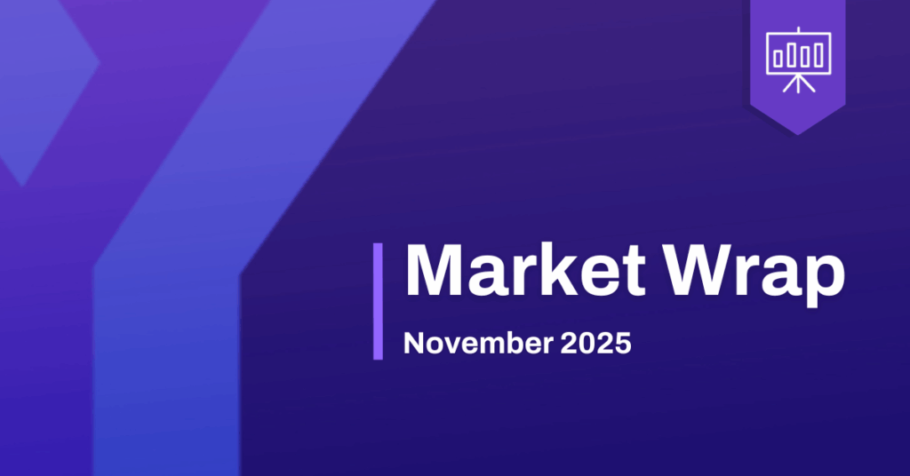 YCharts Market Wrap: November 2025 title card featuring YCharts’ signature gradient design and presentation icon.